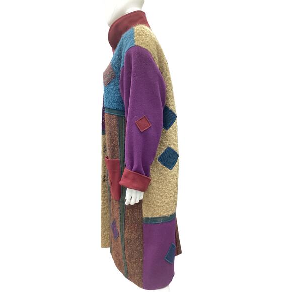 Vintage Coloratura Women’s Coat Size L Wool Multicolor Long Two Front Pockets - Picture 3 of 6